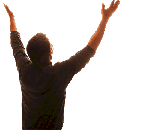 Uomo che loda Gesù Cristo